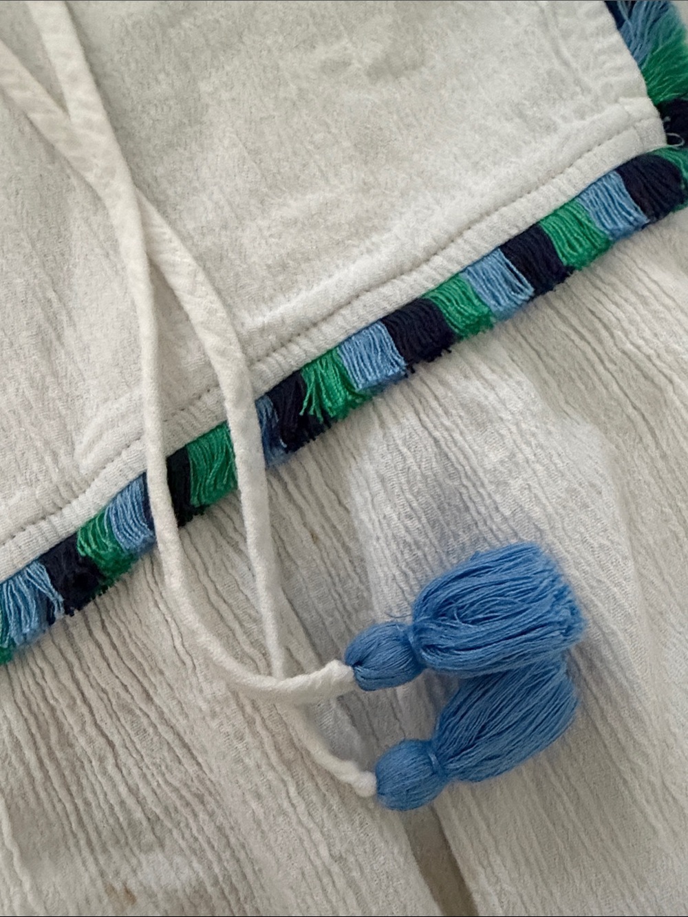 J. Crew White Peasant Tunic with Blue and Teal Trim - Picture 3 of 5